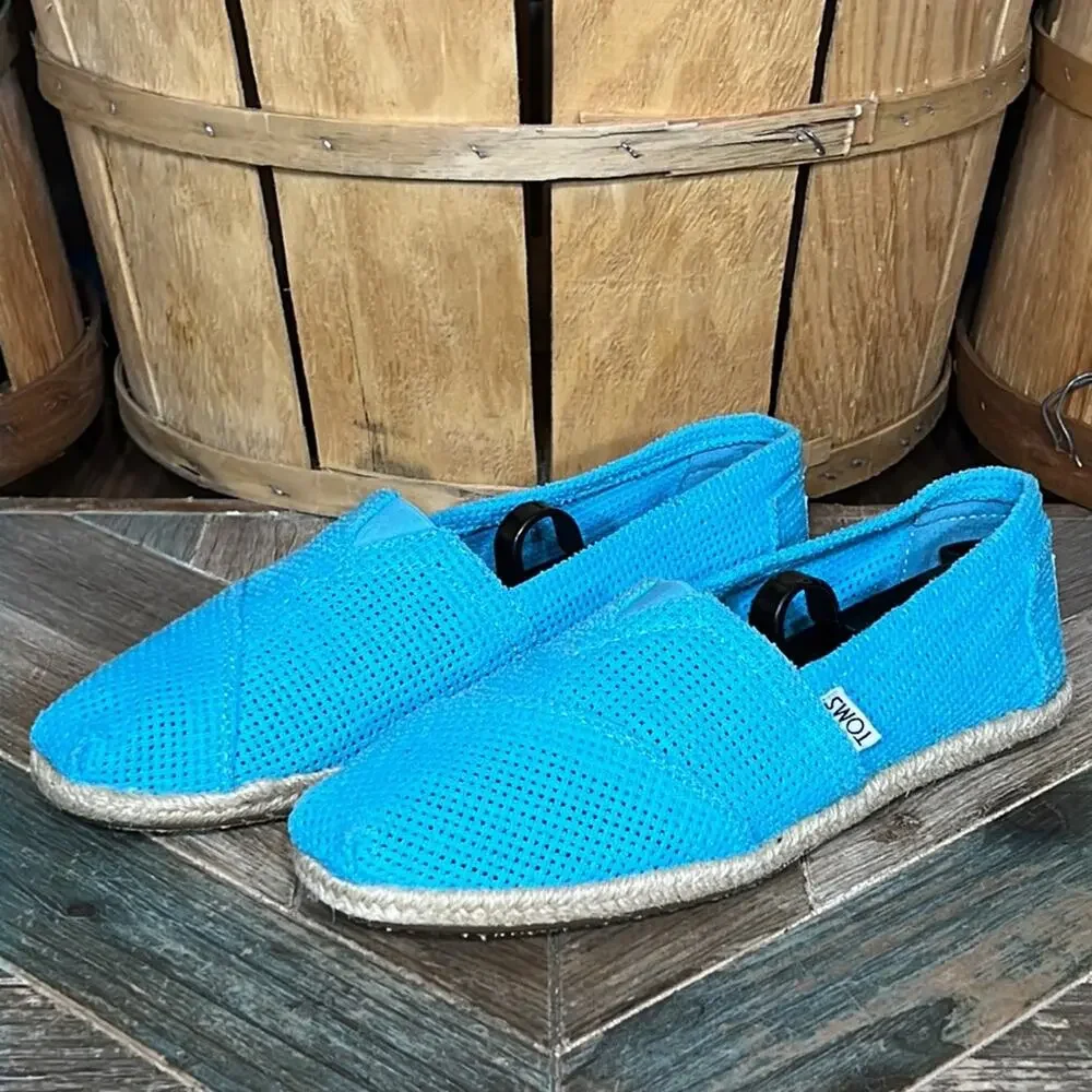 Toms Freetown Classic Turquoise Weave Slip-On Espadrilles Flats Womens Size 8.5